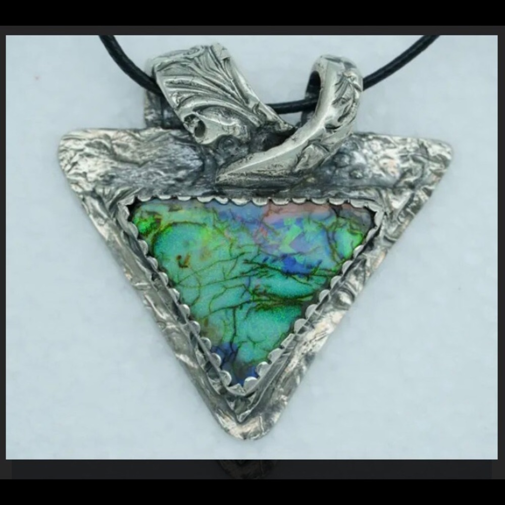 Monarch Opal pendant set in .975 Sterling Silver